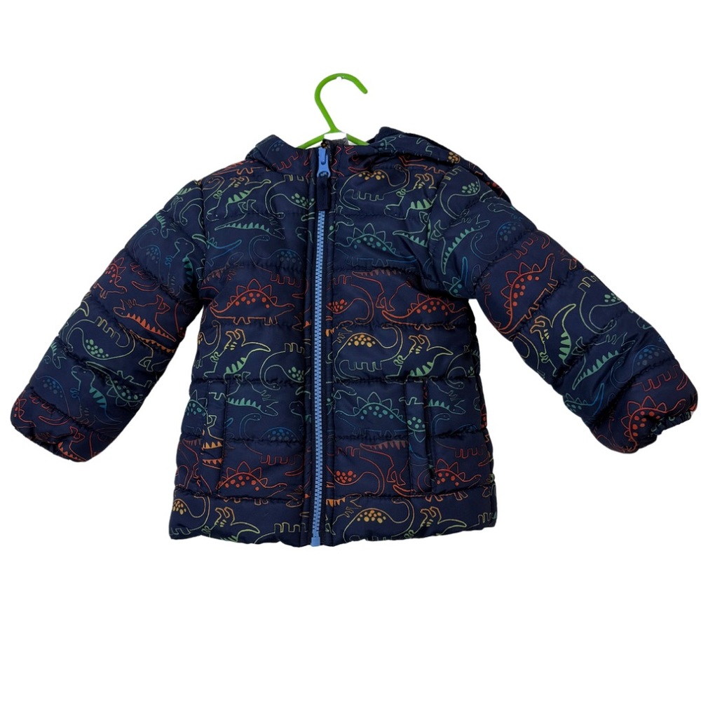 LittleMe Baby Dinosaur Navy Blue Puffer Coat Jacket Size 18M, Hooded Winter Coat